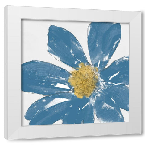 A Blue Greeting I White Modern Wood Framed Art Print by Saunders, Alonzo