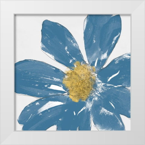 A Blue Greeting I White Modern Wood Framed Art Print by Saunders, Alonzo