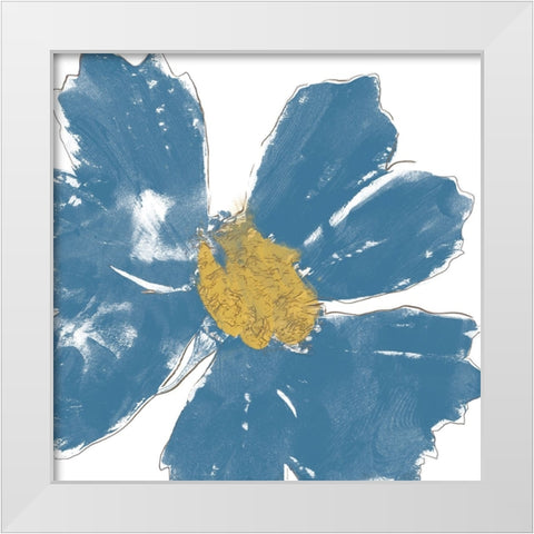 A Blue Greeting II White Modern Wood Framed Art Print by Saunders, Alonzo