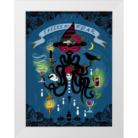 Spooky Cephalopod Chandeliers I White Modern Wood Framed Art Print by Marr, Laura