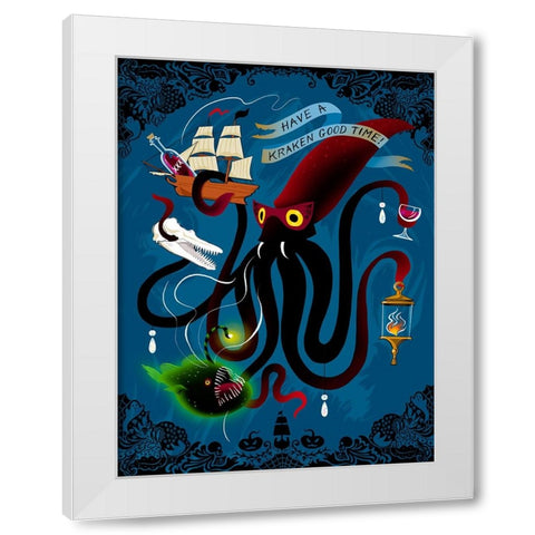 Spooky Cephalopod Chandeliers II White Modern Wood Framed Art Print by Marr, Laura