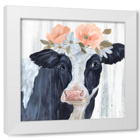 Susie in Flowers I White Modern Wood Framed Art Print by Warren, Annie