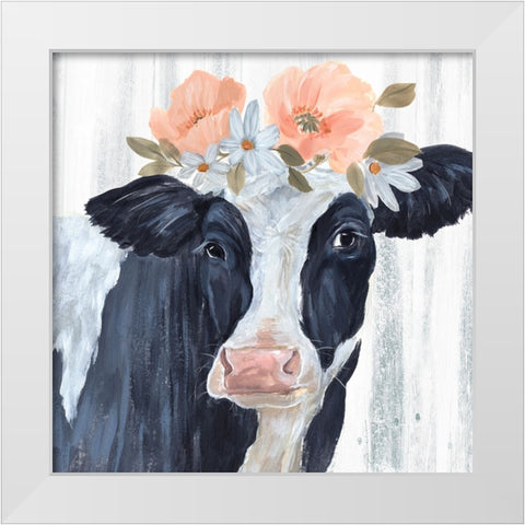 Susie in Flowers I White Modern Wood Framed Art Print by Warren, Annie