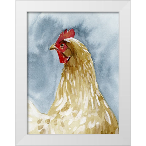 Chicken Portrait I White Modern Wood Framed Art Print by Caroline, Emma