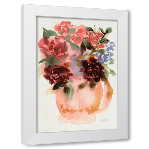 Mauve Bouquet in Teapot I White Modern Wood Framed Art Print by Zwara, Ania