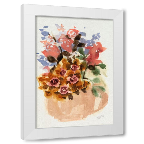 Mauve Bouquet in Teapot II White Modern Wood Framed Art Print by Zwara, Ania