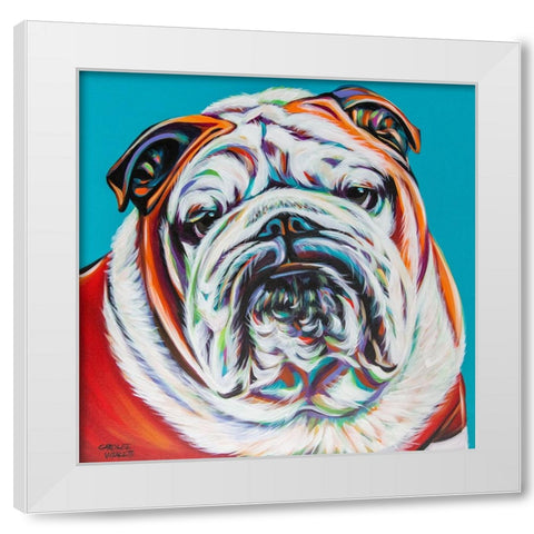 Colorful Bulldog White Modern Wood Framed Art Print by Vitaletti, Carolee
