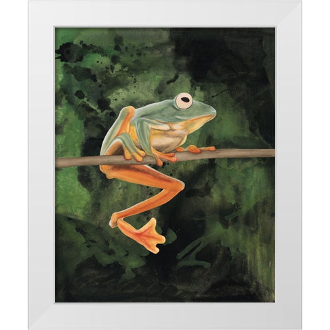 Watercolor Tree Frogs I White Modern Wood Framed Art Print by Willett, Michael