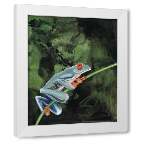 Watercolor Tree Frogs IV White Modern Wood Framed Art Print by Willett, Michael