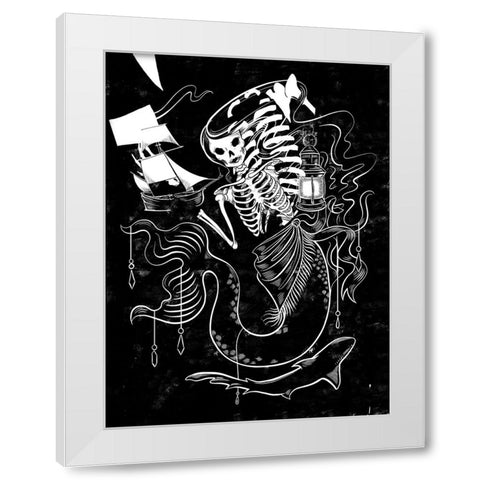 Pirate Mermaids I White Modern Wood Framed Art Print by Marr, Laura