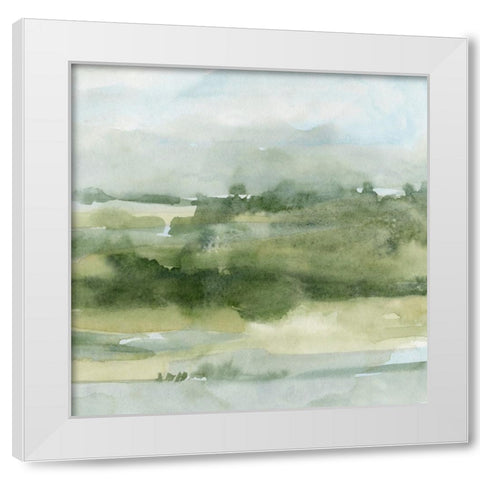 Soft Sage Landscape II White Modern Wood Framed Art Print by Caroline, Emma