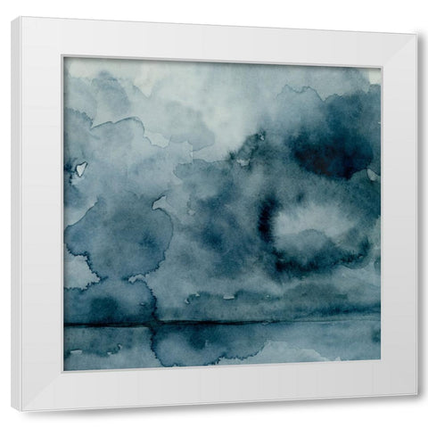 Amorphous Blue I White Modern Wood Framed Art Print by Caroline, Emma