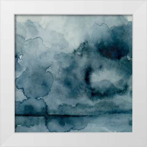 Amorphous Blue I White Modern Wood Framed Art Print by Caroline, Emma