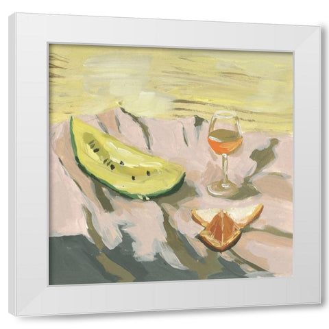 Picnic in the Grass I White Modern Wood Framed Art Print by Wang, Melissa