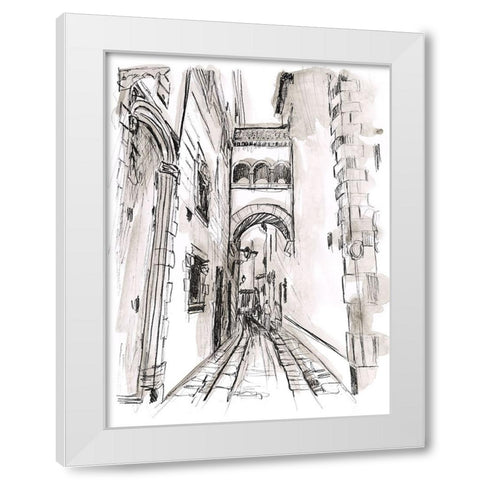 Europe Street Sketches II White Modern Wood Framed Art Print by Vess, June Erica