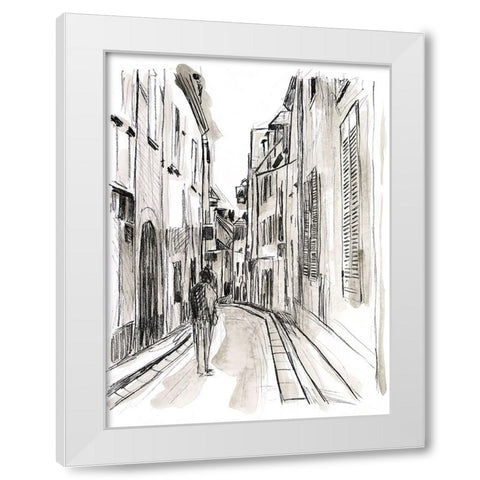 Europe Street Sketches IV White Modern Wood Framed Art Print by Vess, June Erica
