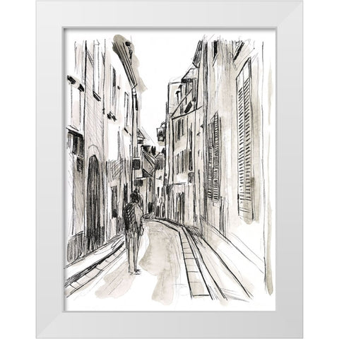 Europe Street Sketches IV White Modern Wood Framed Art Print by Vess, June Erica