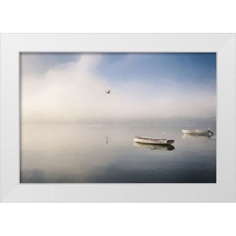 Boats at Dawn White Modern Wood Framed Art Print by Curinga, Kim