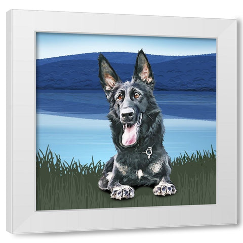 Attention Sheppard White Modern Wood Framed Art Print by Curinga, Kim