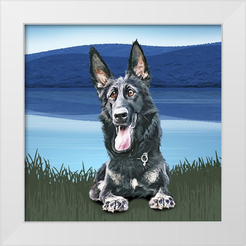 Attention Sheppard White Modern Wood Framed Art Print by Curinga, Kim