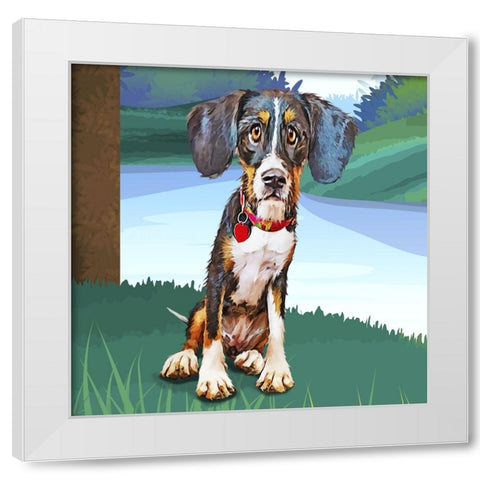 Beagle Baby White Modern Wood Framed Art Print by Curinga, Kim