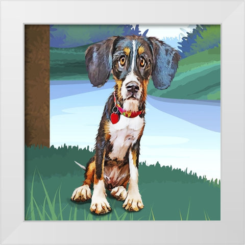 Beagle Baby White Modern Wood Framed Art Print by Curinga, Kim