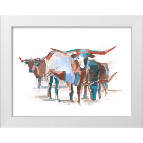 Modern Longhorns II White Modern Wood Framed Art Print by Harper, Ethan