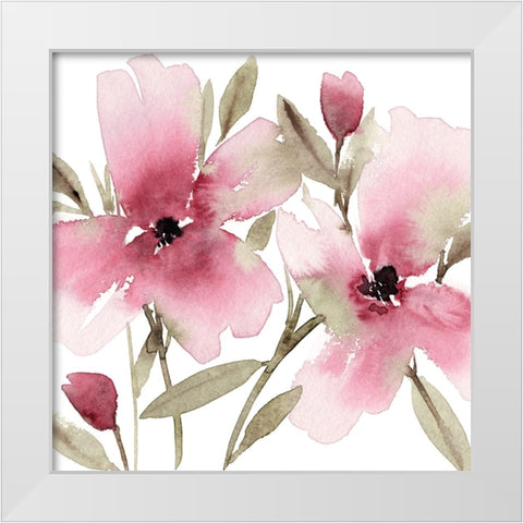 Unfolding Blooms I White Modern Wood Framed Art Print by Warren, Annie