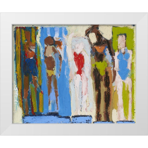 Beach Sunbathers I White Modern Wood Framed Art Print by Ferrell, Erin McGee