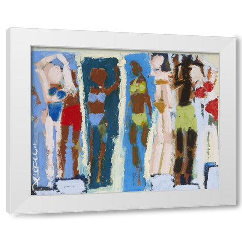 Beach Sunbathers II White Modern Wood Framed Art Print by Ferrell, Erin McGee