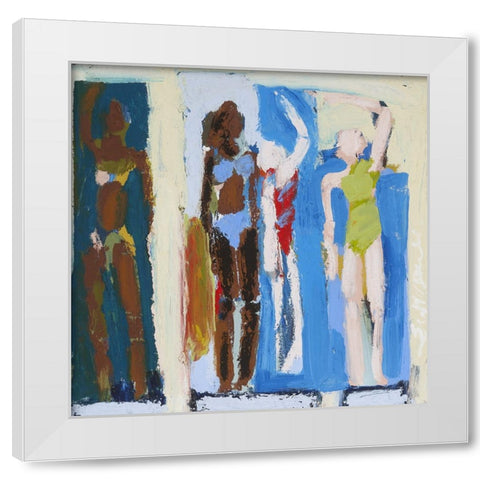 Beach Sunbathers IV White Modern Wood Framed Art Print by Ferrell, Erin McGee