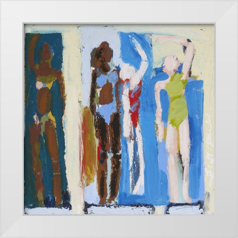 Beach Sunbathers IV White Modern Wood Framed Art Print by Ferrell, Erin McGee