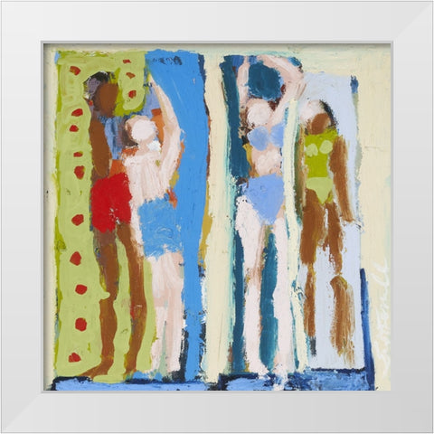 Beach Sunbathers V White Modern Wood Framed Art Print by Ferrell, Erin McGee