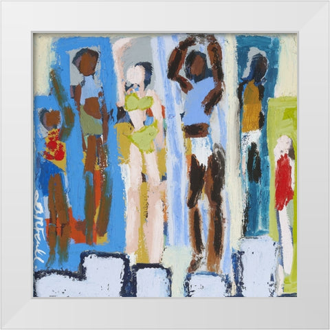 Beach Sunbathers VI White Modern Wood Framed Art Print by Ferrell, Erin McGee