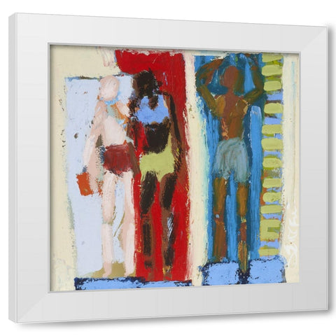 Beach Sunbathers IX White Modern Wood Framed Art Print by Ferrell, Erin McGee