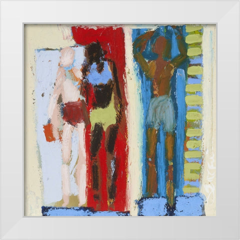 Beach Sunbathers IX White Modern Wood Framed Art Print by Ferrell, Erin McGee