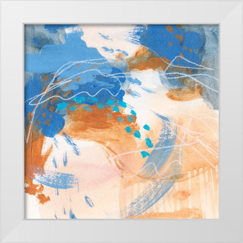 Blu Hurricane III White Modern Wood Framed Art Print by Wang, Melissa