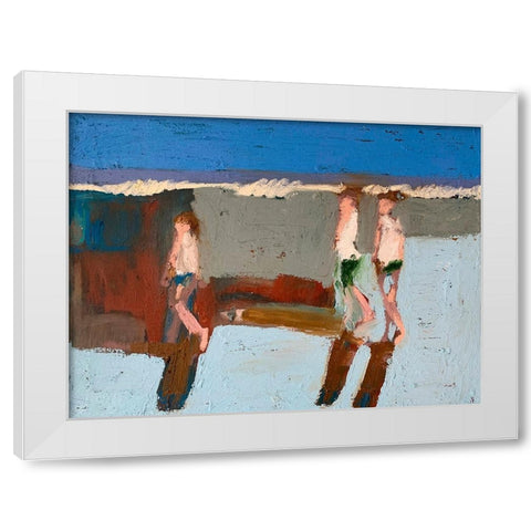 Beach Walkers I White Modern Wood Framed Art Print by Ferrell, Erin McGee
