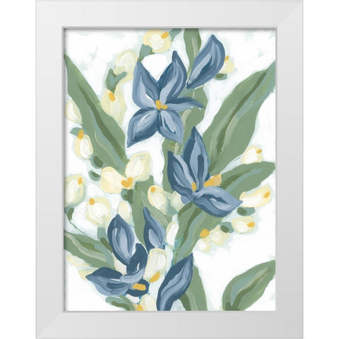 Blue Nettle II White Modern Wood Framed Art Print by Vess, June Erica