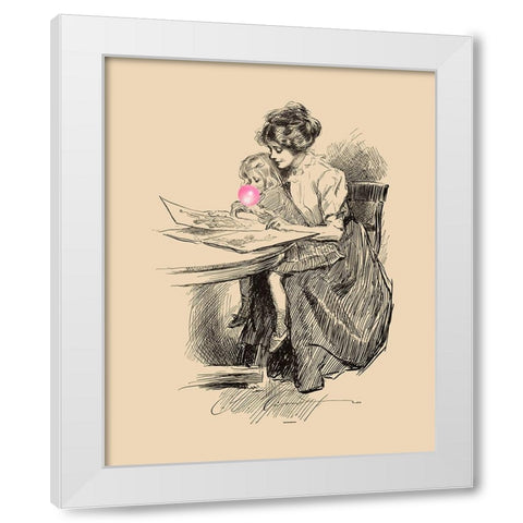 Victorian Ladies Misbehaving VI White Modern Wood Framed Art Print by Longley, Alicia