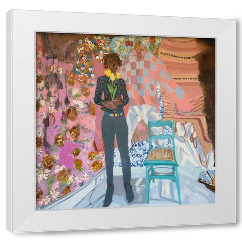 Some Flowers For You White Modern Wood Framed Art Print by Ferrell, Erin McGee