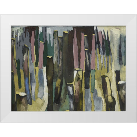 Ocean Pilings White Modern Wood Framed Art Print by Ferrell, Erin McGee