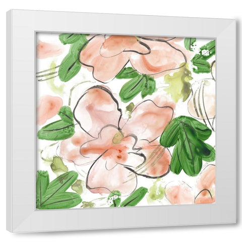 Peachy Flora I White Modern Wood Framed Art Print by Wang, Melissa