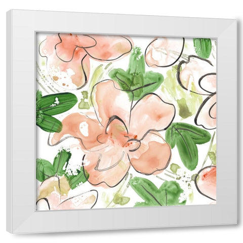 Peachy Flora II White Modern Wood Framed Art Print by Wang, Melissa