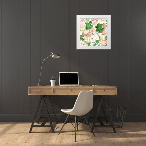 Peachy Flora III White Modern Wood Framed Art Print by Wang, Melissa