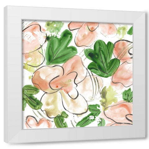 Peachy Flora III White Modern Wood Framed Art Print by Wang, Melissa