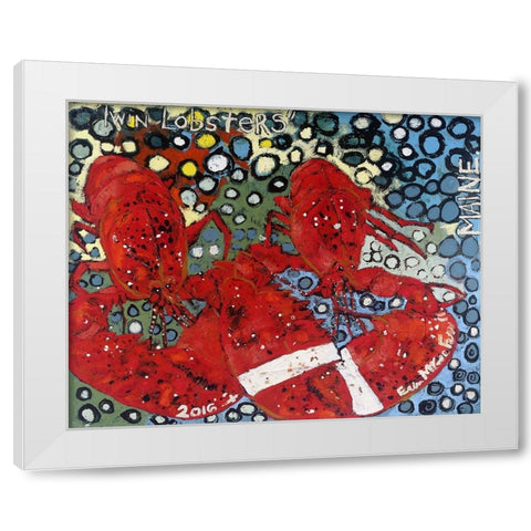 Twin Lobsters I White Modern Wood Framed Art Print by Ferrell, Erin McGee