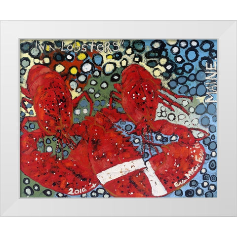Twin Lobsters I White Modern Wood Framed Art Print by Ferrell, Erin McGee