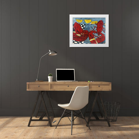 Twin Lobsters II White Modern Wood Framed Art Print by Ferrell, Erin McGee