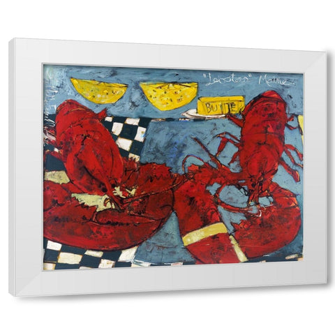 Twin Lobsters II White Modern Wood Framed Art Print by Ferrell, Erin McGee